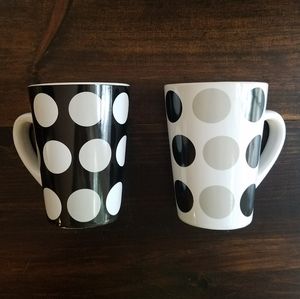 Polka Dot Coffee Mugs Black and White